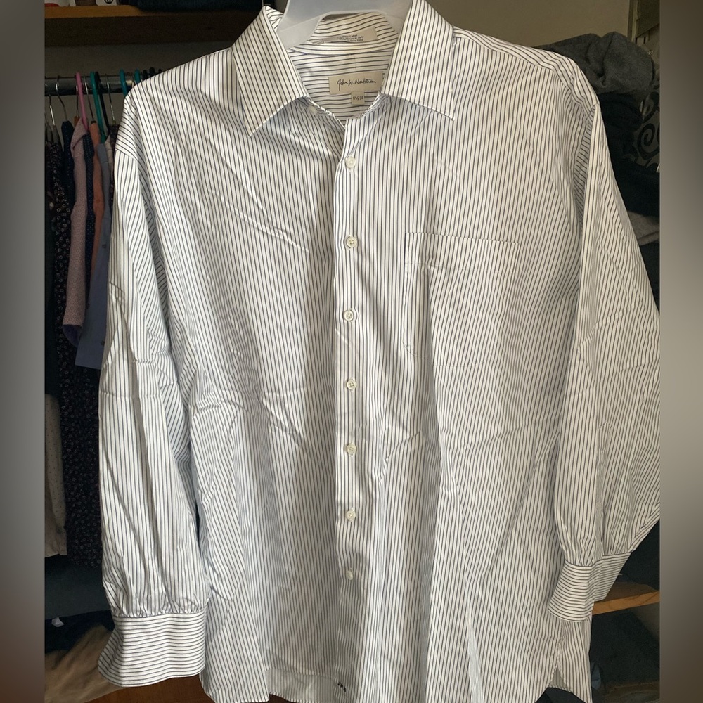 100% cotton dress shirt button down. From John W Nordstrom. Size 17 1/2 - 34